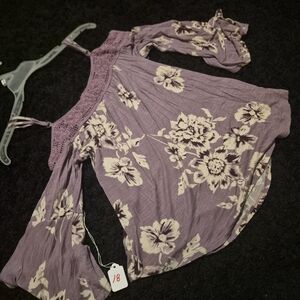 Women's Lavender Floral Off-Shoulder Top